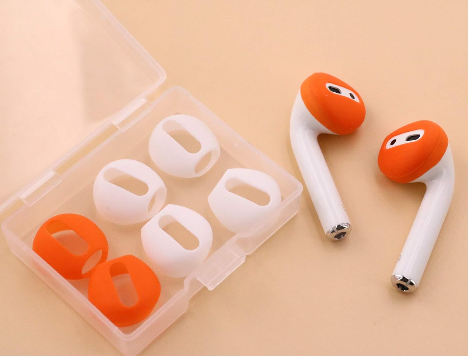 (Ajuste en el estuche) 4 pares de auriculares de silicona de goma superfinos de repuesto y cubre la piel para Apple AirPods o auriculares EarPods (2