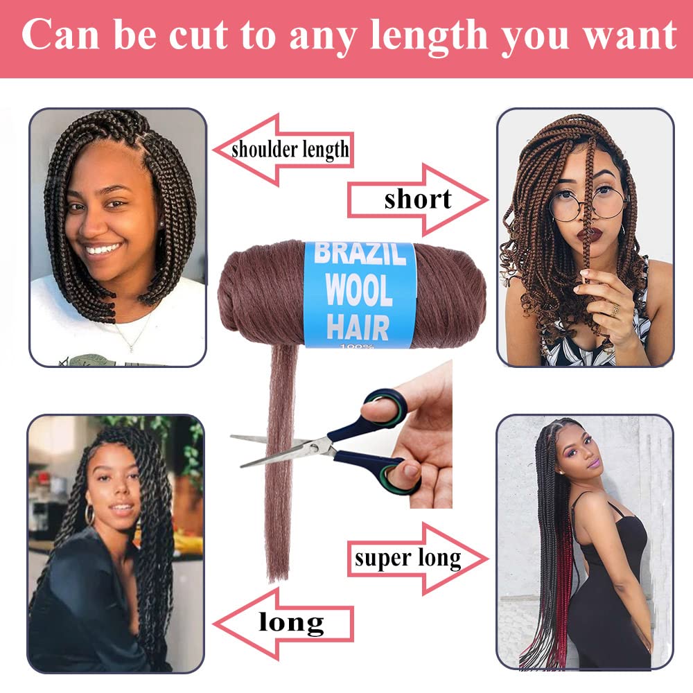 COOKOO 4 rollos de hilo acrílico de lana brasileña para cabello de ganchillo africano, trenzas sengalesas, trenzas jumbo, trenzas de pelo sintético,