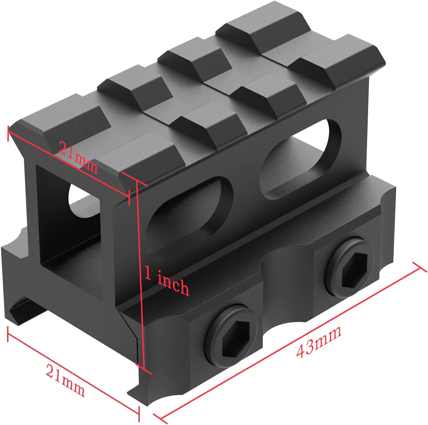 Soporte elevador Picatinny con 3 ranuras (0.5″0.83″1″ de altura), montaje elevador de riel transparente para puntos rojos, visores, óptica, linterna