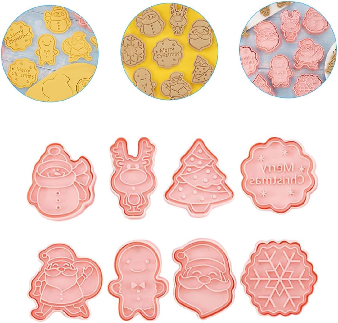 NOLITOY 24 piezas de cortadores de galletas de Navidad de plástico para galletas, prensa de galletas de Papá Noel, sello de galletas de invierno,