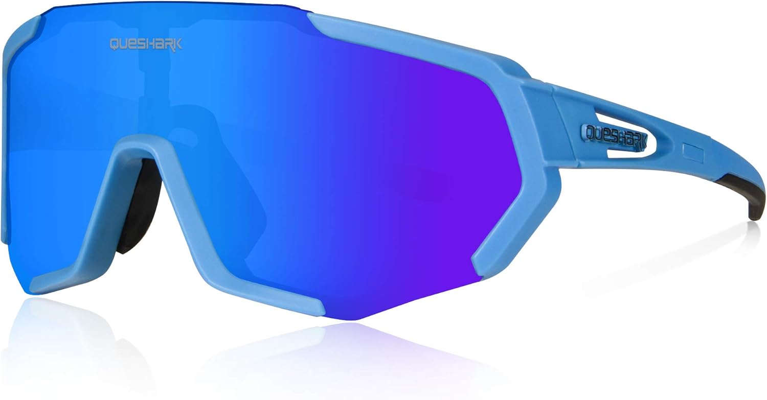 Lentes de sol Queshark de ciclismo, polarizados, deportivos, con 3 lentes, unisex