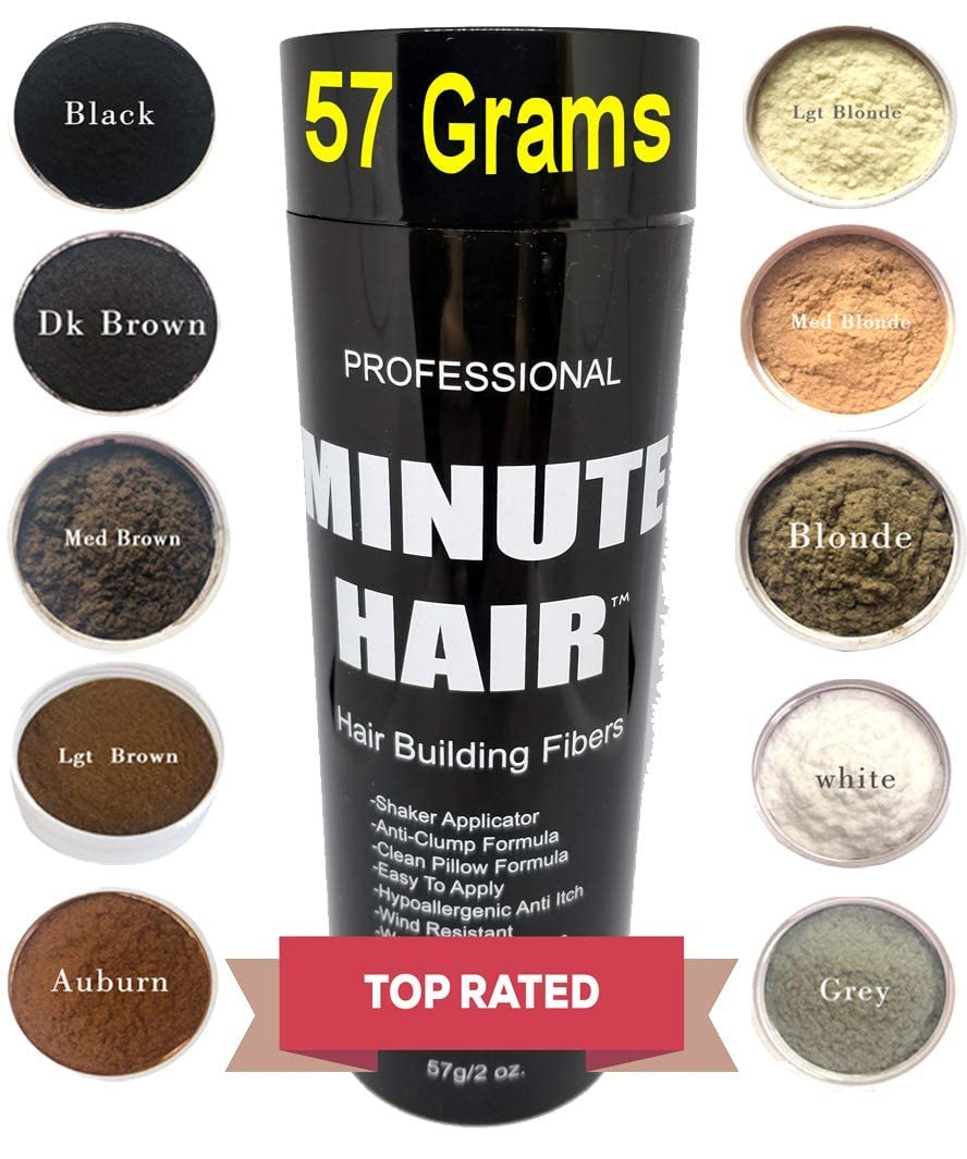 Botella de tamaño grande de 2.01 oz llena de fibras Minute Hair Fibers. Fibras de construcción de cabello de alta calidad. Gran cantidad de fibras