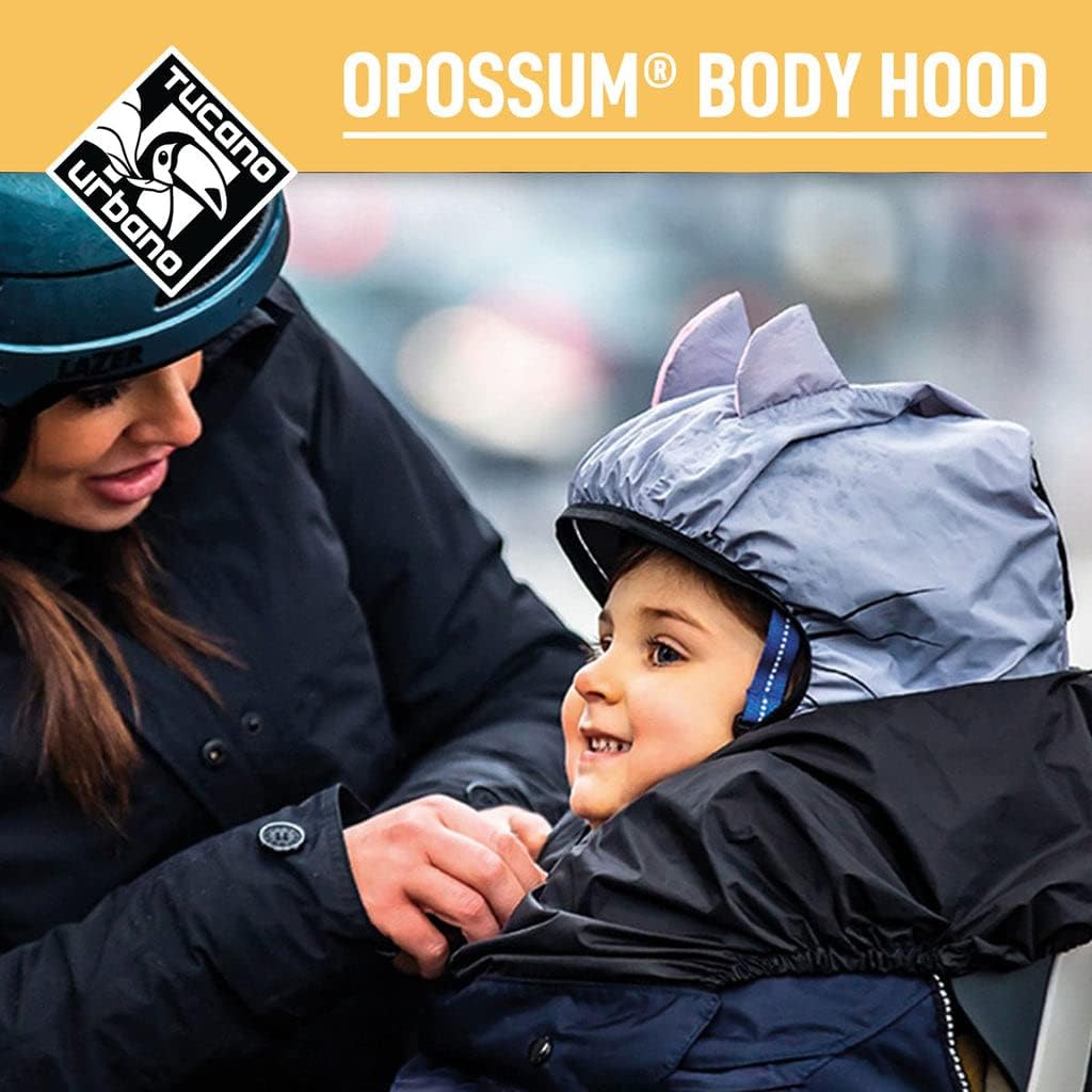 ACTION EMPORIUM Tucano Urbano – Funda térmica para asiento de bicicleta infantil, protección contra la lluvia y el viento, con capucha opcional