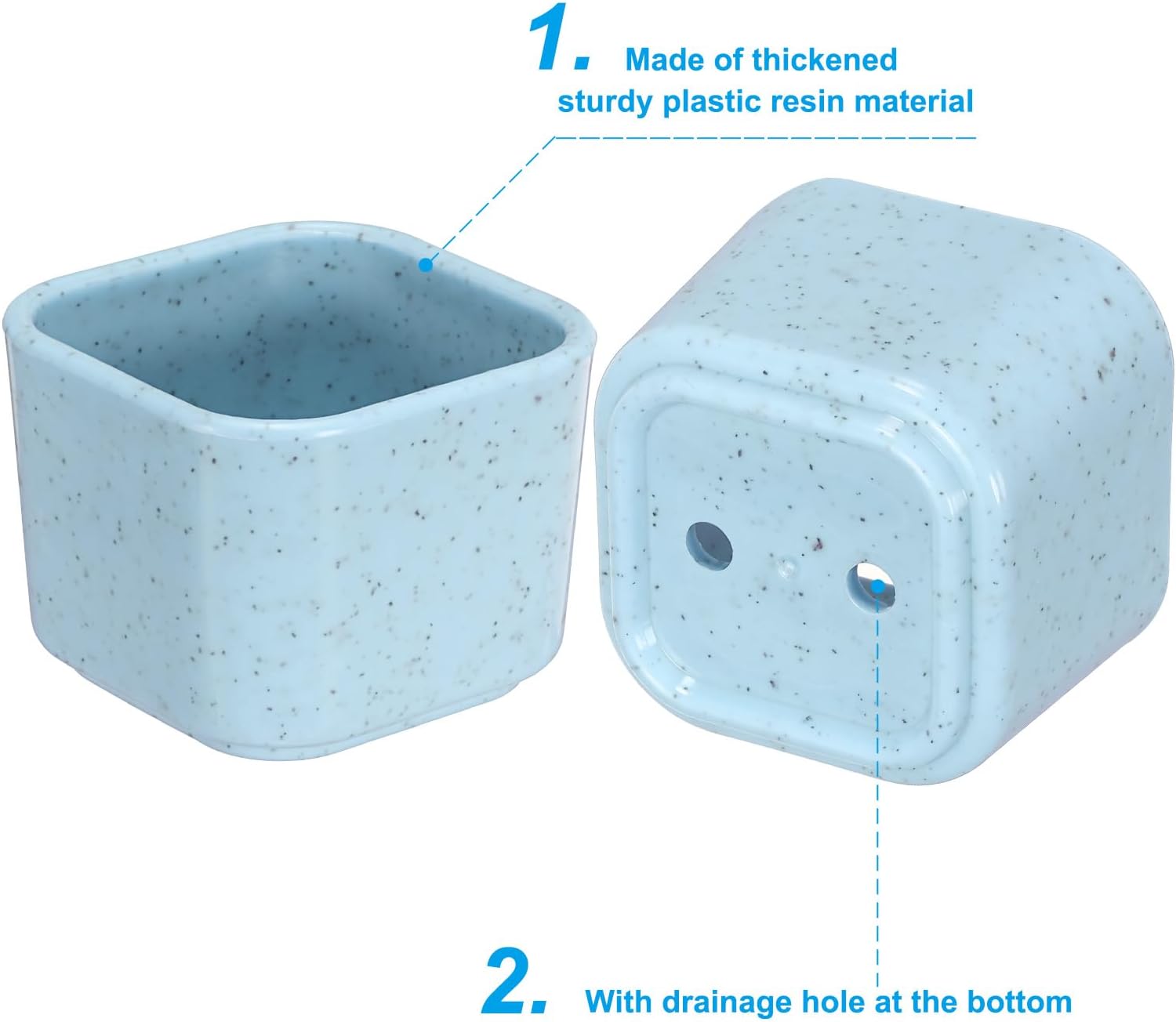 PATIKIL Maceta para suculentas con orificio de drenaje de 2 pulgadas, paquete de 3 macetas cuadradas de resina de plástico para interiores y