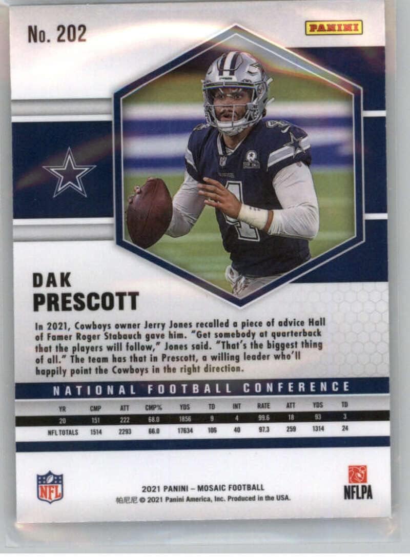 2021 Panini Mosaic #202 Dak Prescott Dallas Cowboys Football Trading Card