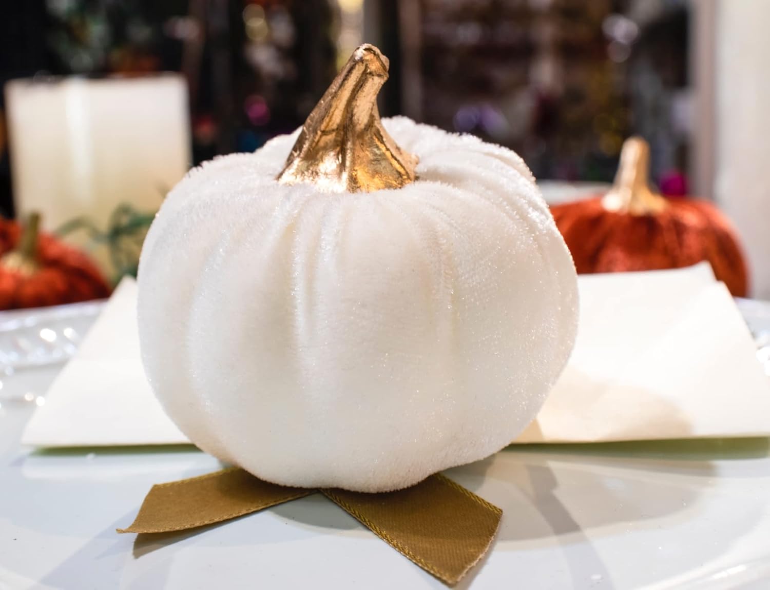 Calabazas de terciopelo de Acción de Gracias, 18 piezas de decoración de mesa de otoño para el hogar, juego de calabazas artificiales para la