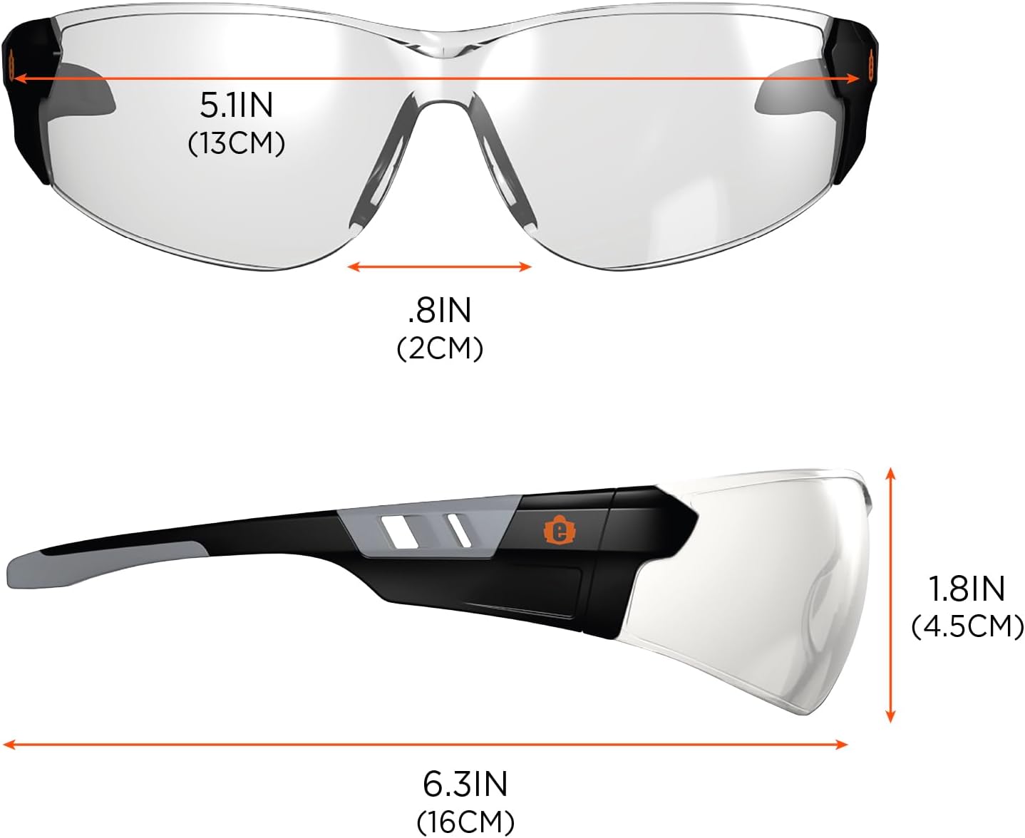 Ergodyne – 59180 Skullerz SAGA – Gafas de seguridad sin marco, para interiores y exteriores, color negro mate