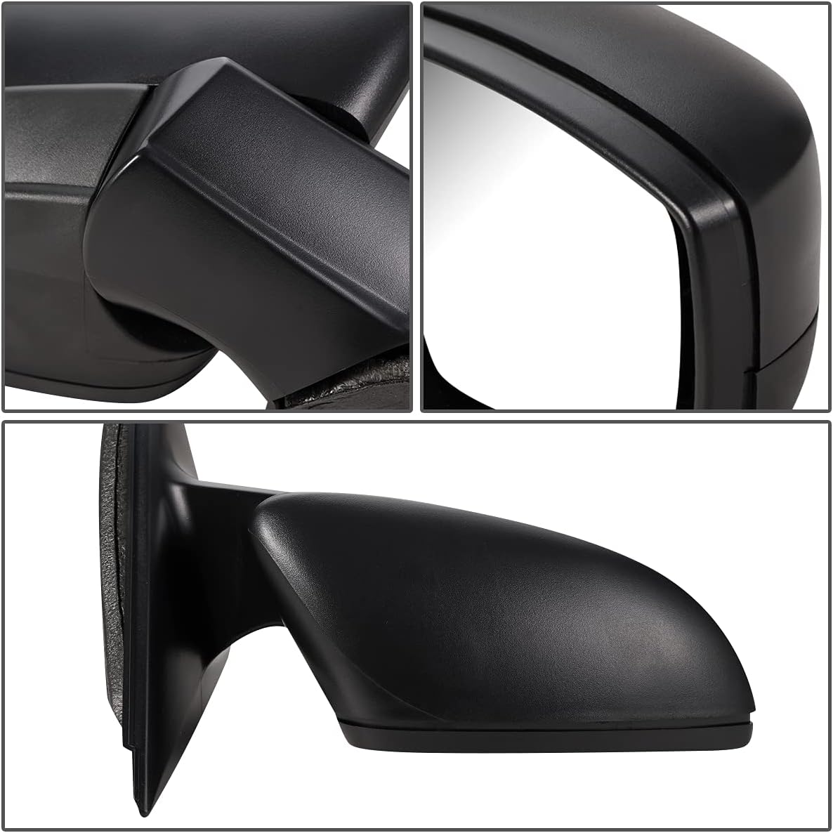 DNA Motoring OEM-MR-VW1321159 Espejo retrovisor plegable para el lado del pasajero con ajuste de potencia negro con vidrio calentado compatible con
