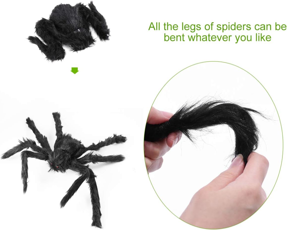 SEWACC Decoraciones de Halloween para exteriores, arañas falsas grandes, araña embrujada, decoración de puerta, adornos de decoración para niños,