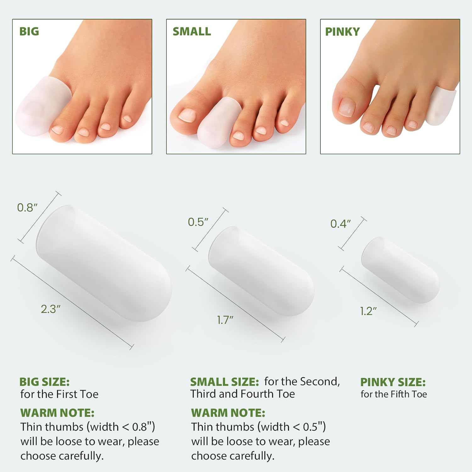 Bukihome Protectores de dedos de gel pequeños  Paquete de 8 fundas para dedos con extracto de aloe vera  Puntas de silicona y protectores de dedos