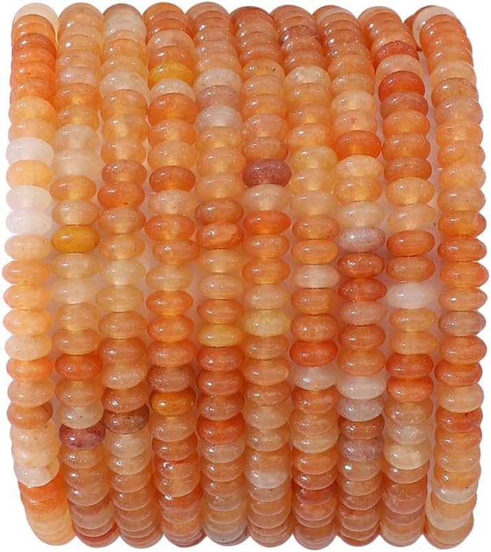 Cuentas de piedra de disco de aventurina roja natural de 0.156 x 0.079 pulgadas, 160 cuentas de piedras preciosas sueltas Rondelle para diseño de