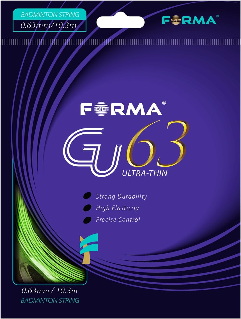 GU63 cuerda de bádminton 0.025 in 33.8 ft fuerte durabilidad buena elasticidad 4 colores amarillo blanco verde naranja