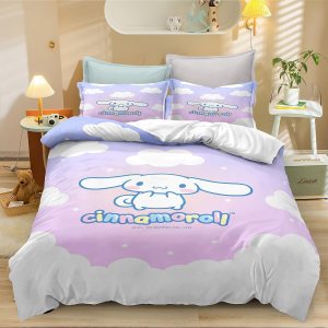 The CIN-namoroll – Juego de ropa de cama de 3 piezas con estampado de dibujos animados en 3D, transpirable, duradero, juego de edredón de The CIN-namoroll – Juego de ropa de cama de 3 piezas con estampado de dibujos animados en 3D, transpirable, duradero, juego de edredón de