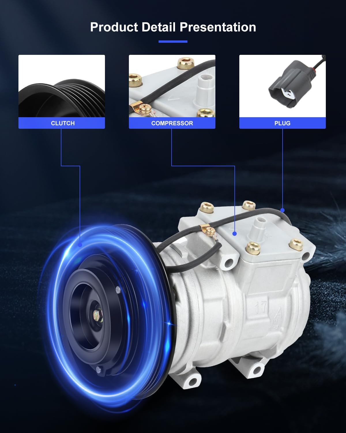 ECCPP Compresor AC con embrague CO 22003C 1994-1998 Reemplazo para Honda para Accord 2.2L 2.5L 1997 para A-cura CL 2.2L 2.2L