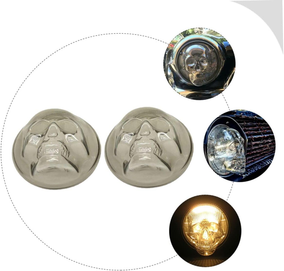 Decoración de coche, 2 unidades, cubierta de faros delanteros, globo de plástico, pantalla de calavera
