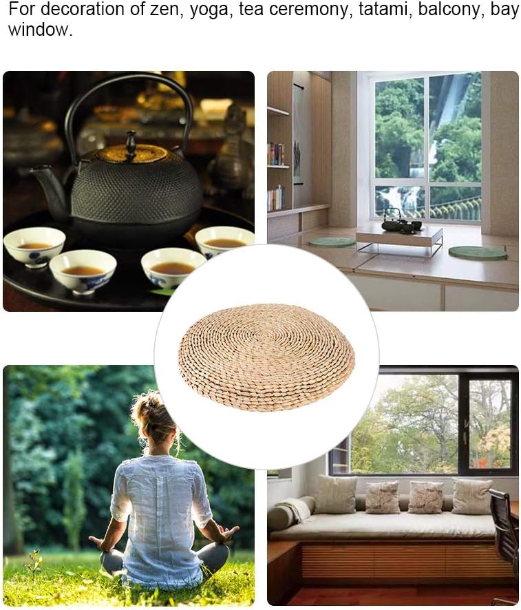 Fydun Cattail Hand8209Woven Pouf Tatami Seats Cushion for Balcony Bay Win Decoration Cattail Hand8209Woven Pouf Tatami for Family