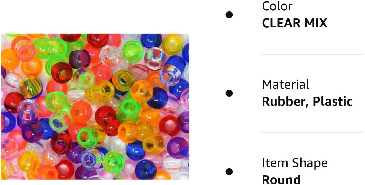 160 cuentas de poni de 0.472 x 0.591 in, cuentas para trenzas de cabello, cuentas para manualidades infantiles, cuentas de plástico, cuentas para