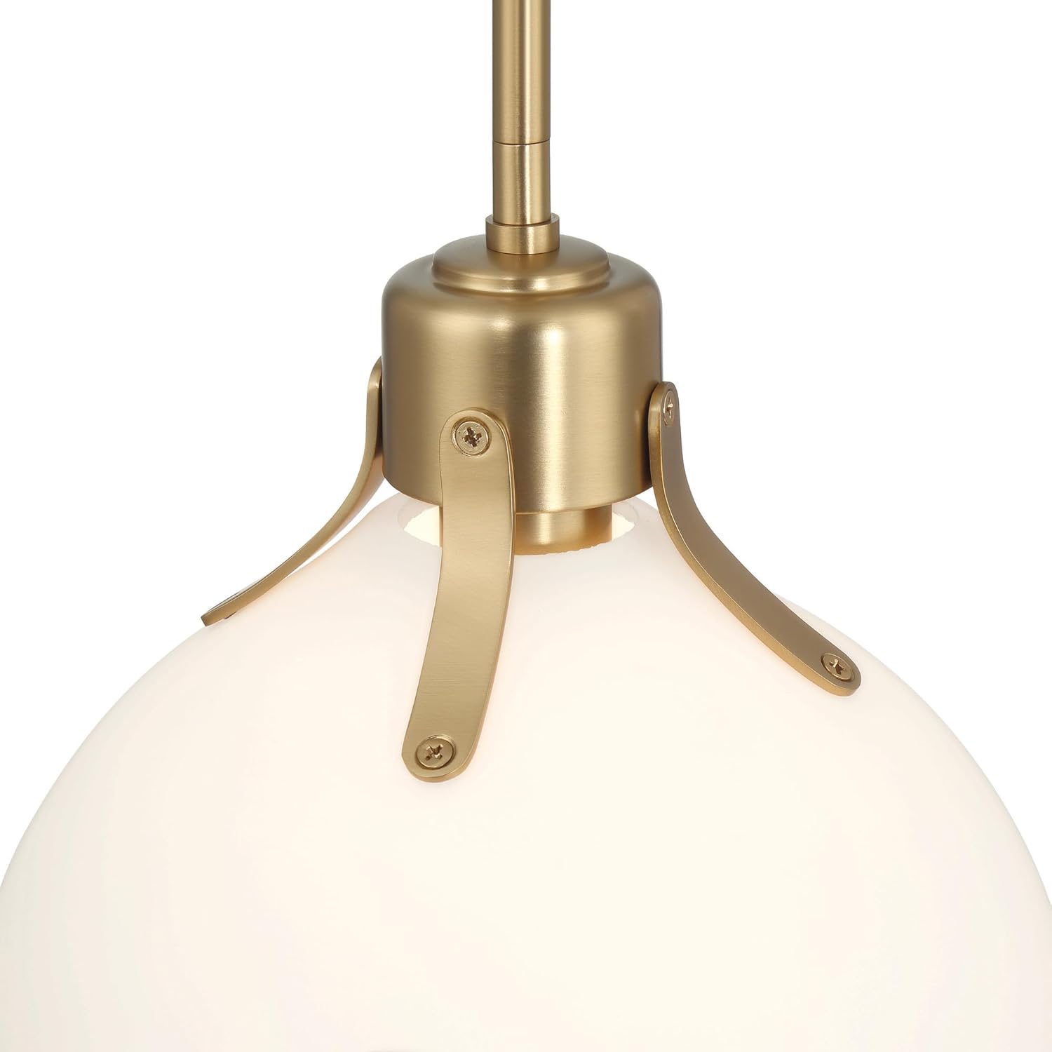 Robert Stevenson Lighting Delano – Lámpara de techo industrial de metal y vidrio grabado, dorado y blanco