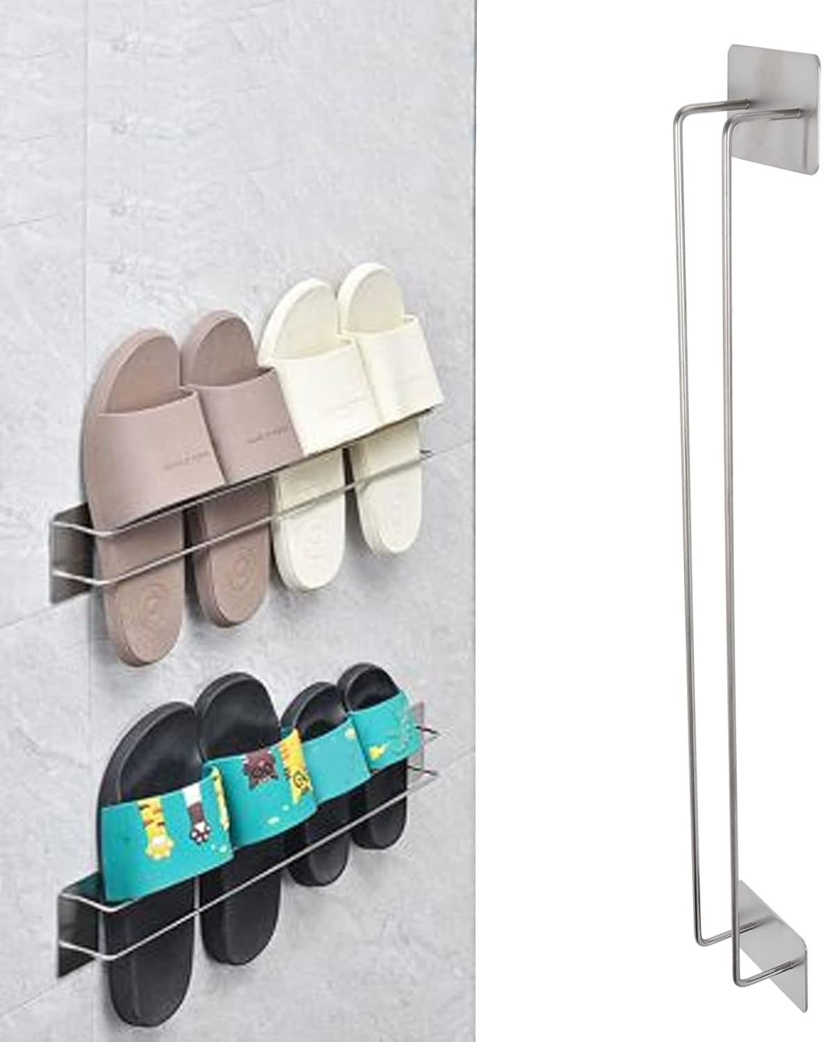 Estante de zapatillas de acero inoxidable, estante de zapatilla simple para montar en la pared, percha para zapatillas, organizador de zapatos para