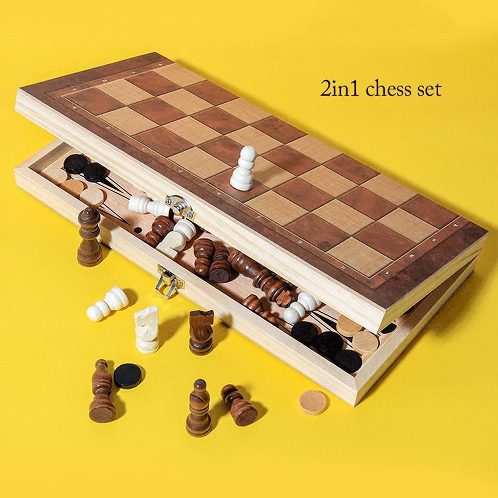 ROLTIN Juego de ajedrez de madera, tablero plegable de ajedrez de viaje, juego de ajedrez para principiantes para niños y adultos, regalos de
