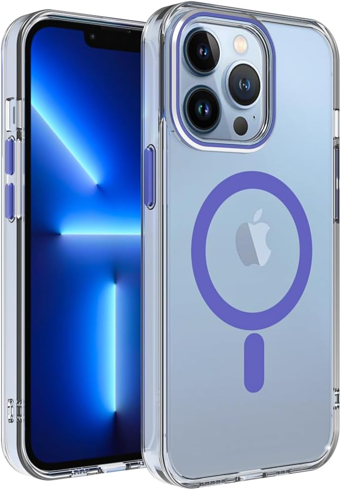 Funda magnética diseñada para iPhone 13 Pro, compatible con MagSafe, grado probado contra caídas, a prueba de golpes, transparente, delgada funda