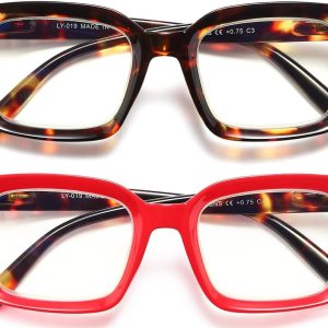 2 pares de anteojos de lectura retro de gran tamaño para mujer con bisagra de resorte, lentes de lectura cuadrados grandes con bloqueo de luz azul 2 pares de anteojos de lectura retro de gran tamaño para mujer con bisagra de resorte, lentes de lectura cuadrados grandes con bloqueo de luz azul