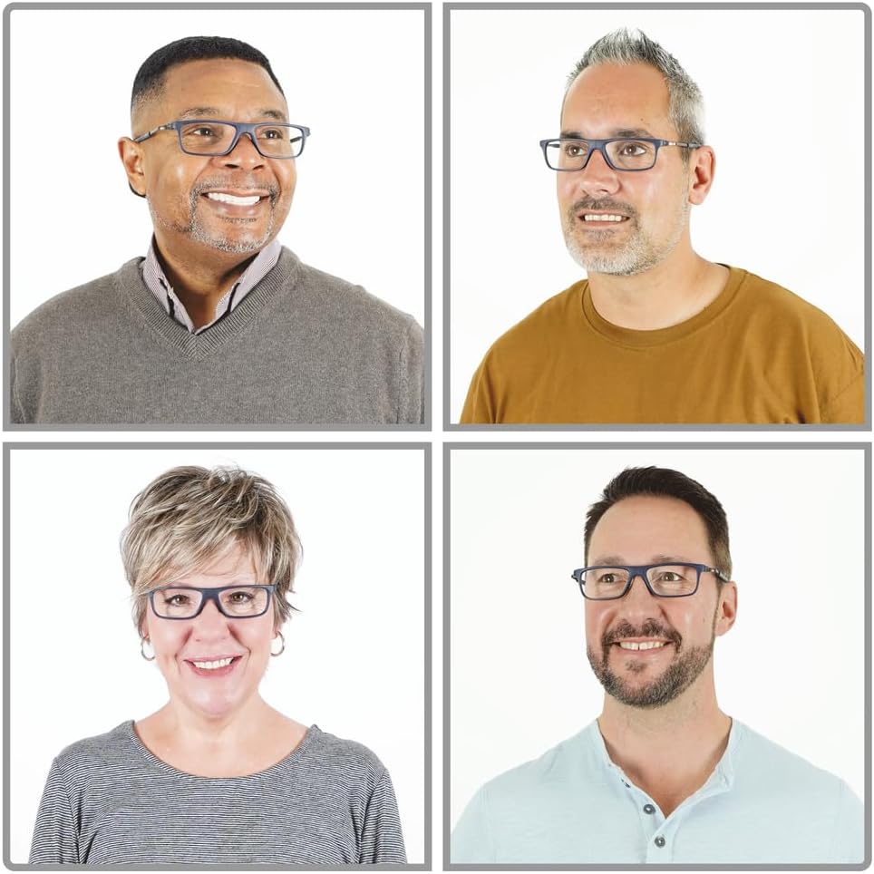 Clic Slastik – Lentes de lectura magnéticos para lectores de computadora, banda suave, lentes reemplazables, patillas ajustables, Bodo (XL-XXL)