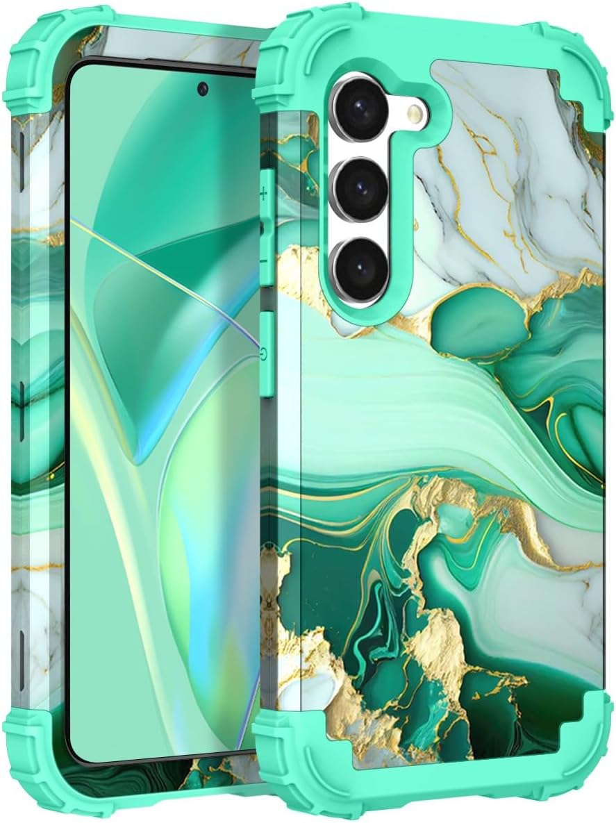 Hocase Funda para Galaxy S23, protección resistente a prueba de golpes, parachoques de goma de silicona suave+funda protectora híbrida de plástico