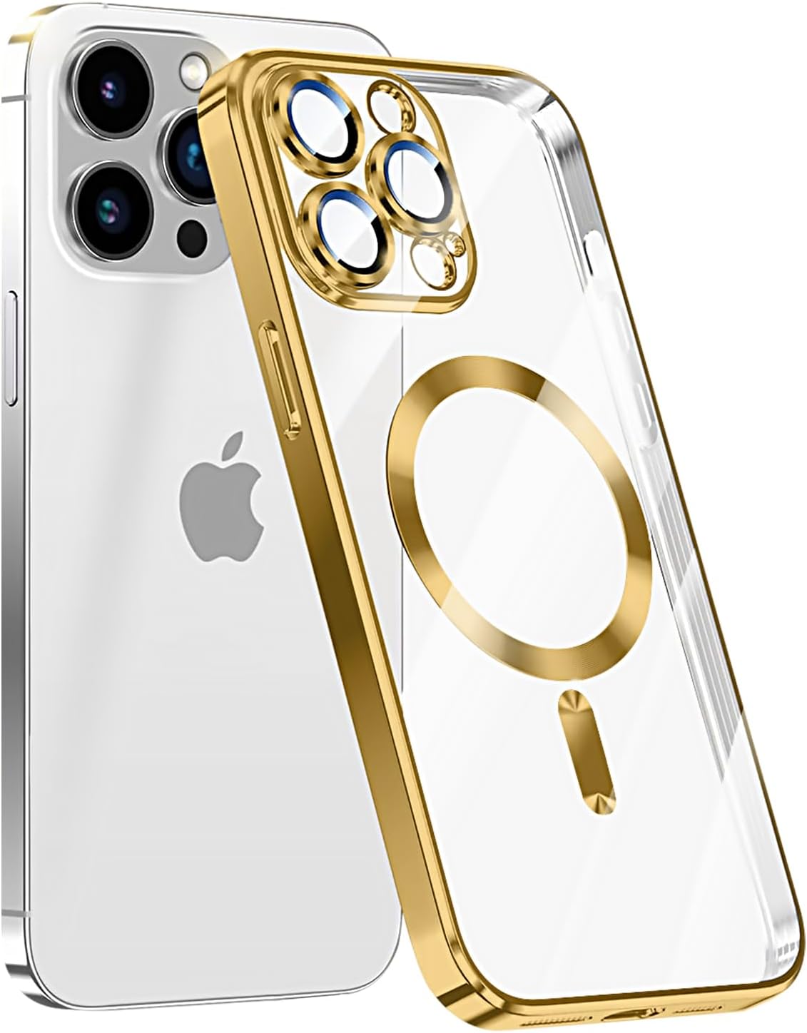 Karrint Funda magnética transparente para iPhone 15 Pro compatible con MagSafe protector de lente de cámara integrado Funda protectora de TPU para