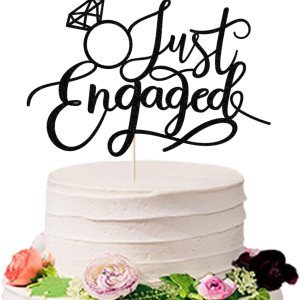 Just Engaged – Decoración de pastel para decoración de fiesta de compromiso, letrero de anillo de compromiso, decoración de pastel de compromiso Just Engaged – Decoración de pastel para decoración de fiesta de compromiso, letrero de anillo de compromiso, decoración de pastel de compromiso