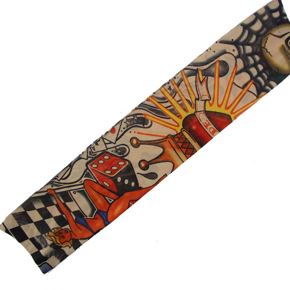 6 unids nuevo nylon elástico falso tatuaje temporal manga diseños cuerpo brazo medias tatoo para hombres hombres mujeres