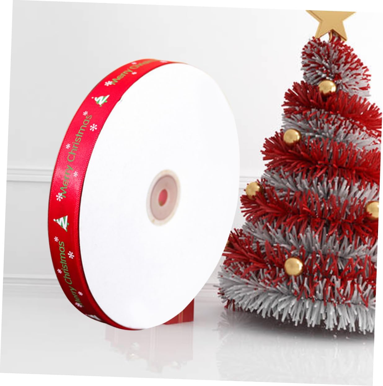 EXCEART 2 unids Navidad Impreso Cintas de Alambre Cinta de Satén de Navidad Cinta de Embalaje Cintas Artesanales Cintas de Fabricación de Cintas de