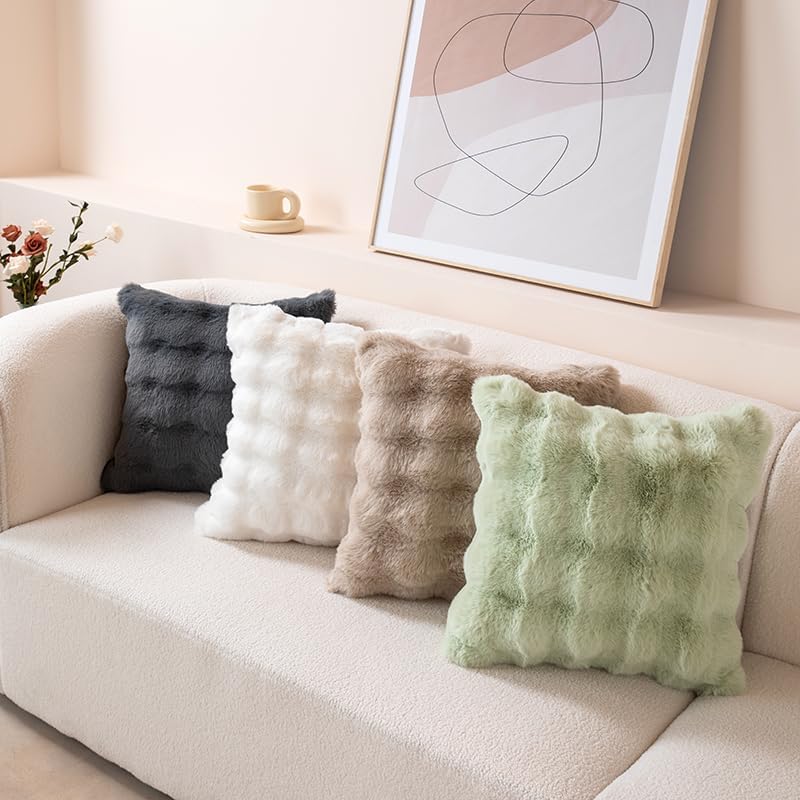 Fundas de almohada decorativas de lujo suaves y esponjosas para sofá, fundas de almohada de terciopelo suave, fundas de almohada de felpa suave para
