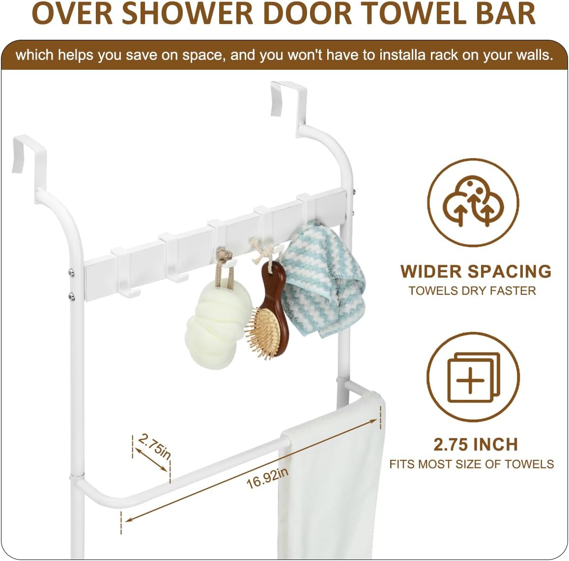 Toallero de 5 niveles para colgar en la puerta del baño, toallero de puerta de baño, soporte para manta de puerta para ropa, toallas de mano,