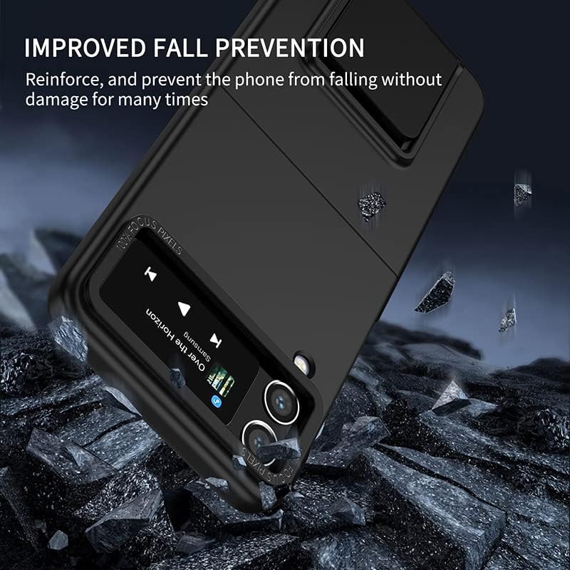 Asuwish Funda de teléfono para Samsung Galaxy Z Flip 4 5G 2022 con funda deslizante para cámara con soporte soporte delgado protector móvil duro