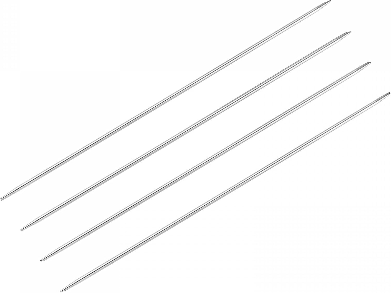 uxcell Juego de 2 pares de agujas de tejer, 0.110 in de diámetro, 15.75 pulgadas de largo, acero inoxidable, agujas de suéter de doble punta para