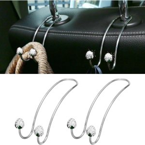 Ganchos decorativos de fresa para automóvil, paquete de 2 organizadores de respaldo de asiento con diamantes brillantes, ganchos de almacenamiento Ganchos decorativos de fresa para automóvil, paquete de 2 organizadores de respaldo de asiento con diamantes brillantes, ganchos de almacenamiento