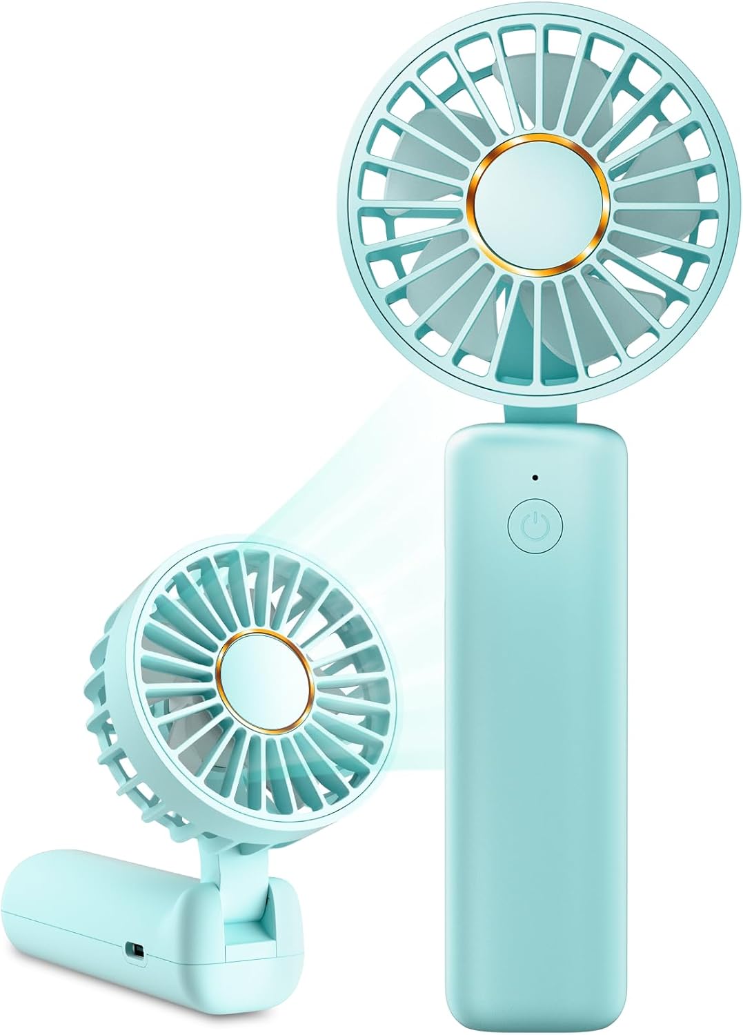 Mini ventilador portátil, pequeño ventilador de mano recargable por USB de 2000 mAh, ventilador de escritorio ajustable de 180, 3 velocidades, ultra