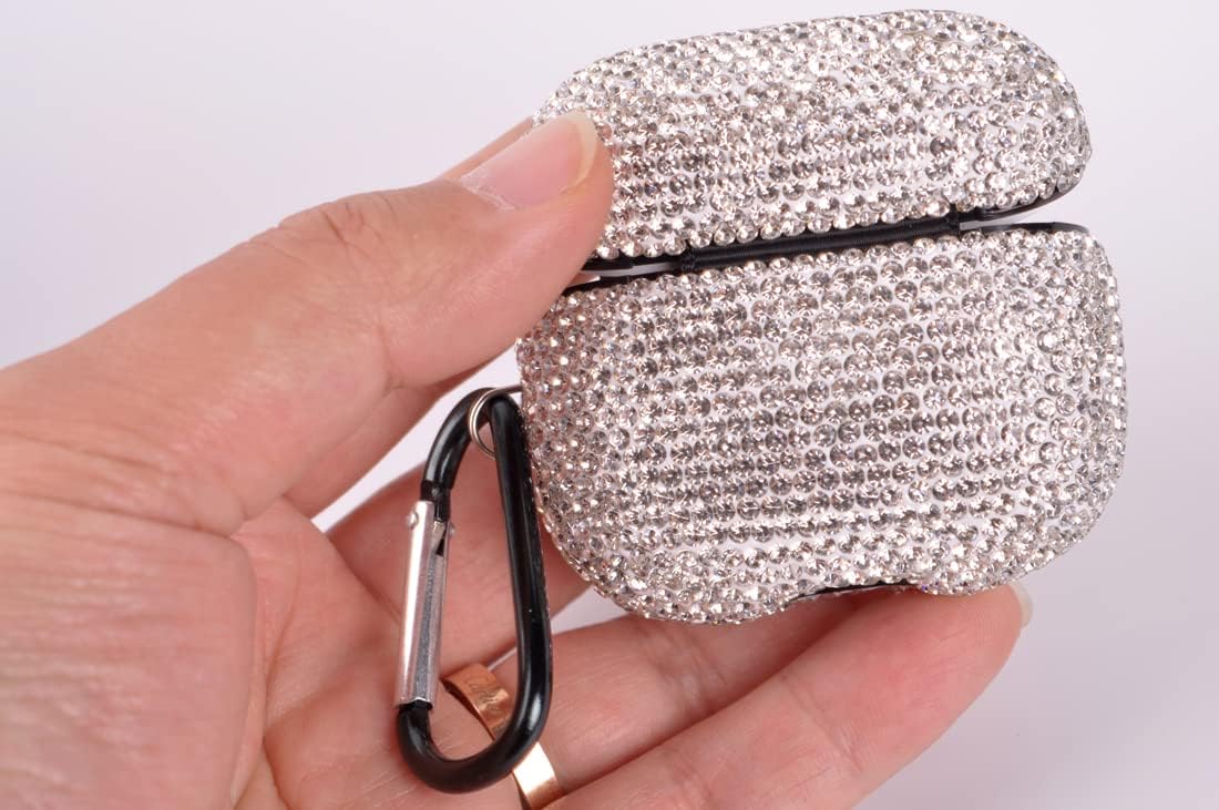 Funda brillante compatible con AirPods de 3 generación con llavero, a prueba de golpes, funda protectora de diamantes de imitación de alta calidad