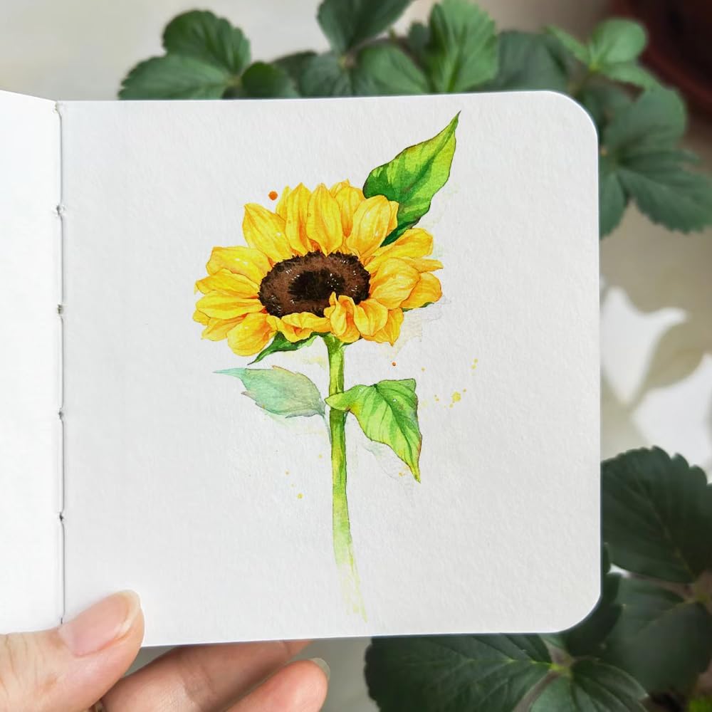 3 mini cuaderno de bocetos de acuarela de 3.9 x 3.9 pulgadas, 300 GSM, cuaderno de pintura cuadrado portátil, 60 pgs (30 hojas delanteras y traseras