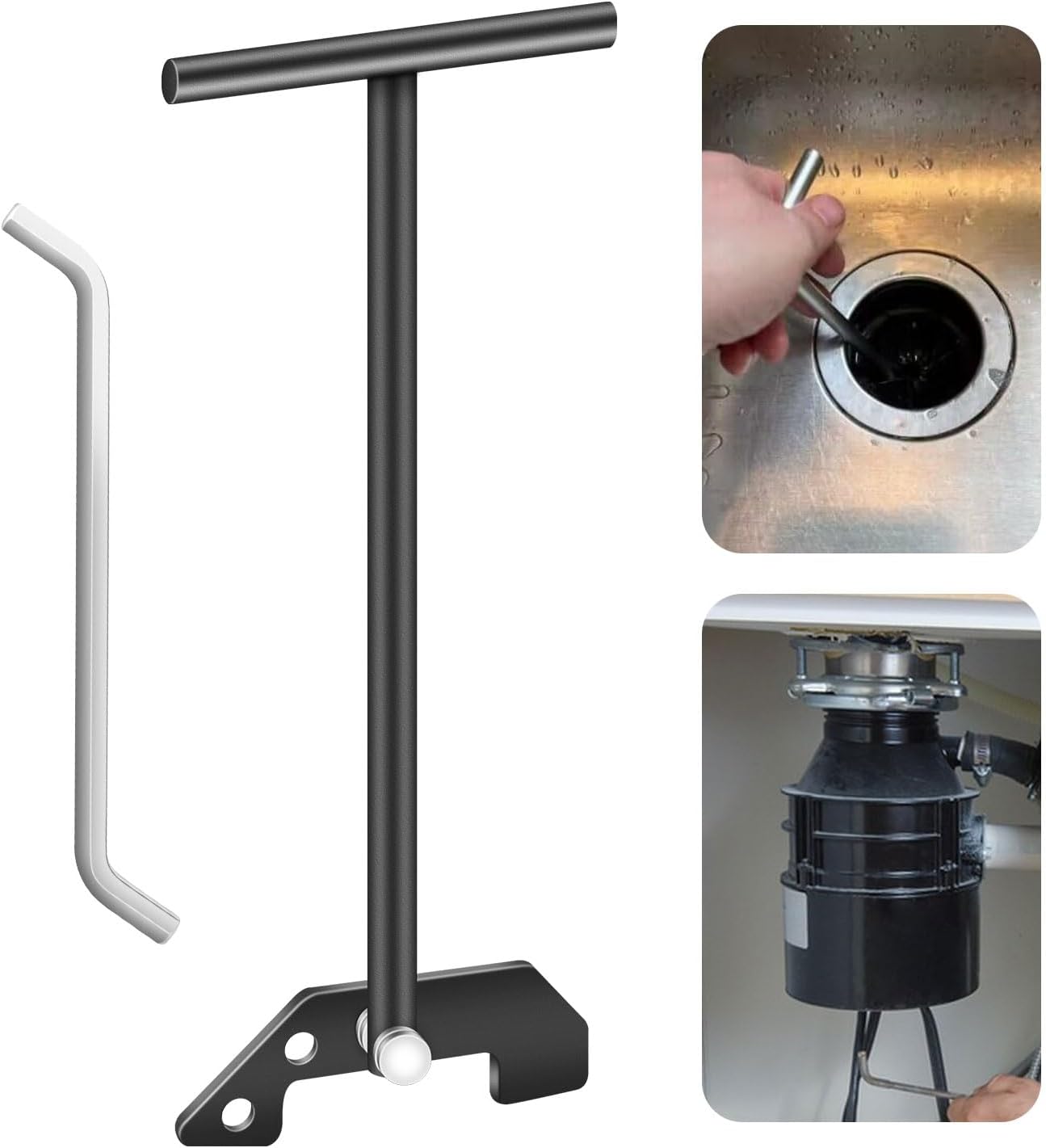 Llave de desatascamiento para triturador de basura, llave de desatasco, para desalojar atascos o desorden desde arriba del fregadero, compatible con