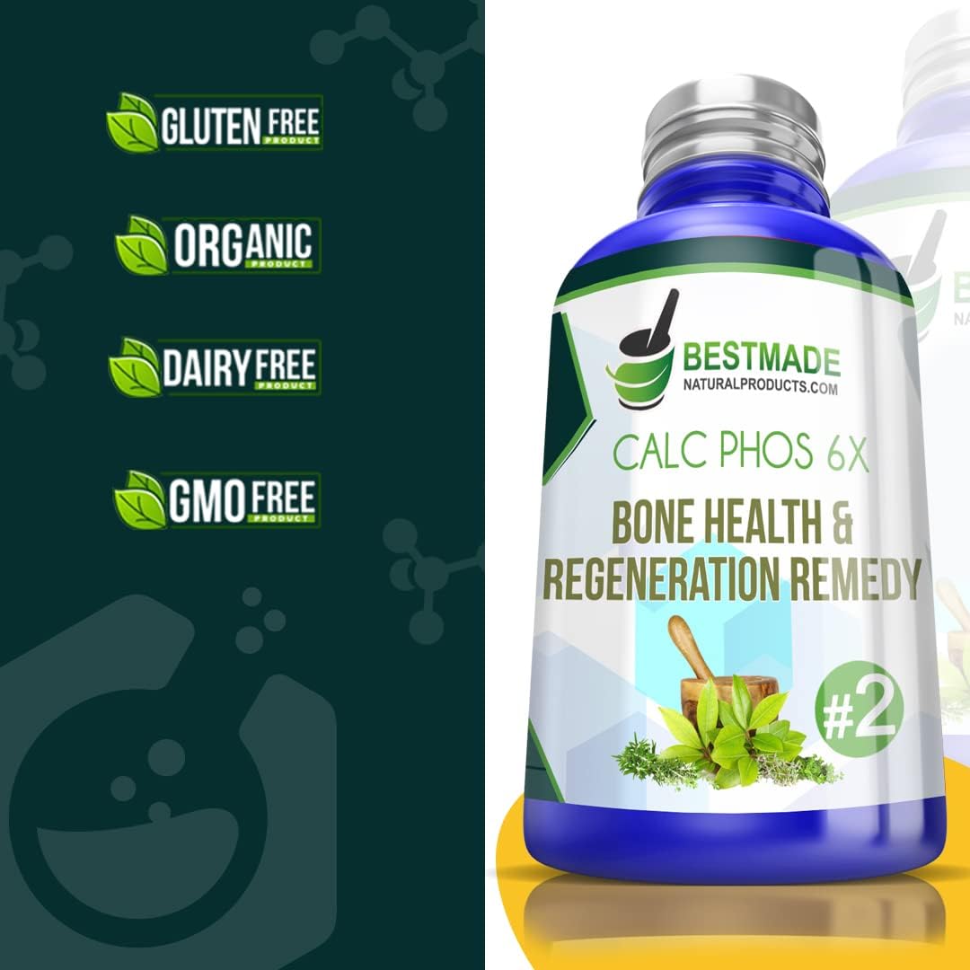Bestmade Naturalproducts.com Calc Phos 6X Remedio homeopático de sal celular para la salud ósea y regeneración  Ayuda con problemas de crecimiento,