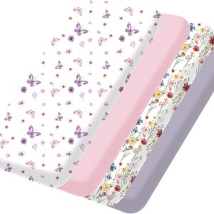 bimocosy Juego de 4 sábanas para cuna, paquete y juego de sábanas para bebé, niña y niño, tamaño 38 x 26 pulgadas, para colchón de corral, mini cuna bimocosy Juego de 4 sábanas para cuna, paquete y juego de sábanas para bebé, niña y niño, tamaño 38 x 26 pulgadas, para colchón de corral, mini cuna