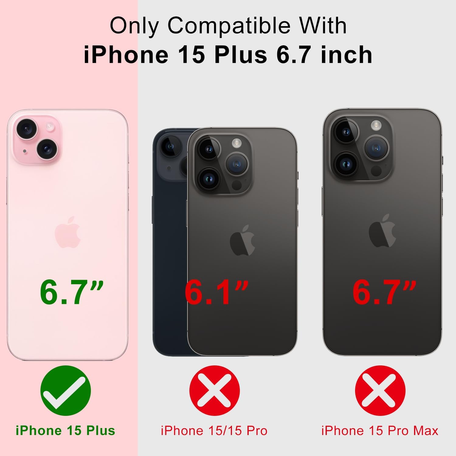 bicol Funda compatible con iPhone 15 Plus, transparente con diseños de moda para niñas y mujeres, ajuste delgado, a prueba de golpes, funda
