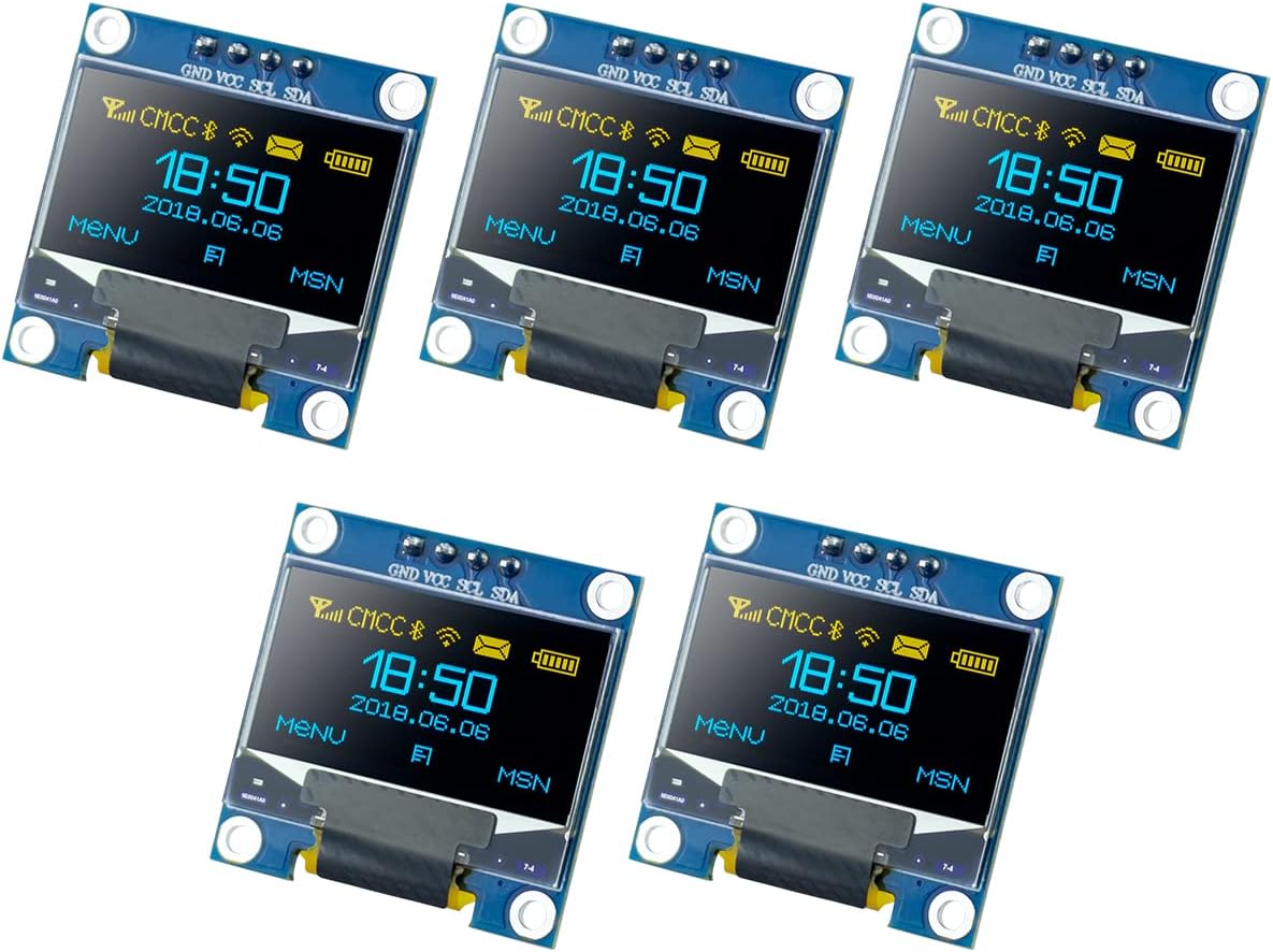 5 unidades de 0.96 pulgadas OLED I2C IIC módulo de pantalla 12864 128×64 Pixel SSD1306 Mini placa de pantalla OLED autoluminosa compatible con