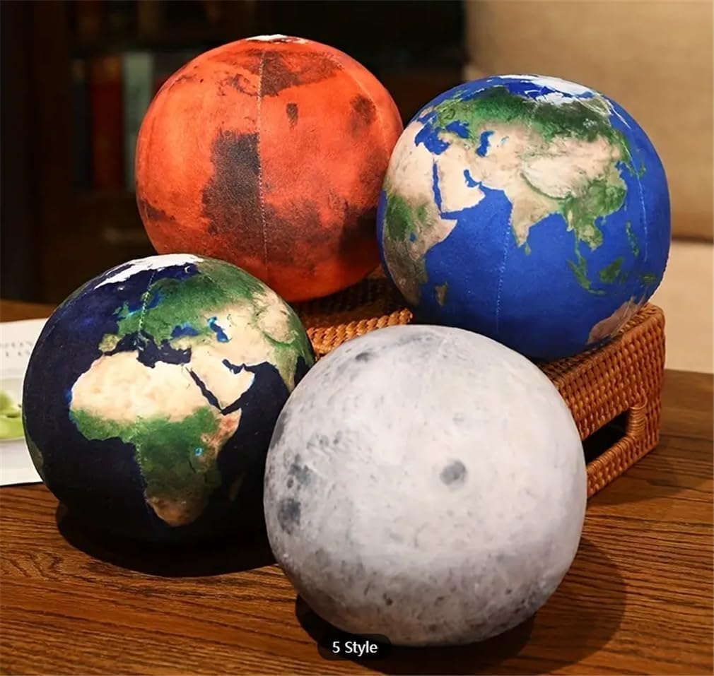 Almohada de felpa de planeta Tierra azul de 10 pulgadas, suave y realista de Marte, luna, sol, peluche, juguetes de peluche de globo de aprendizaje,