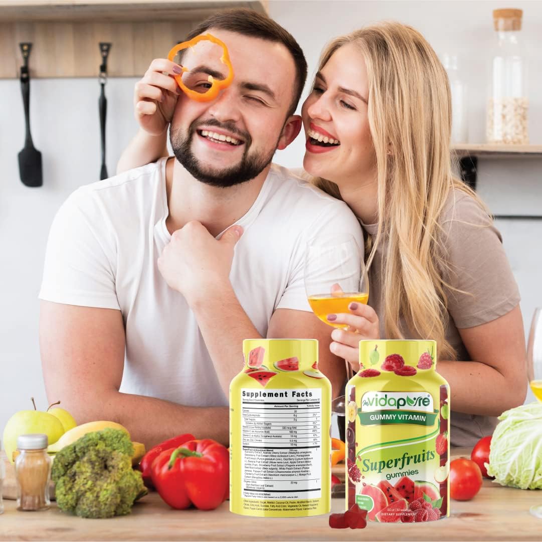 Amazing Superfruits Star Gummies Vitaminas A, C, E, Zinc, Acai Berry, Acerola, Goji, raíz de remolacha, fresa, grosella espinosa. Sabor frambuesa y