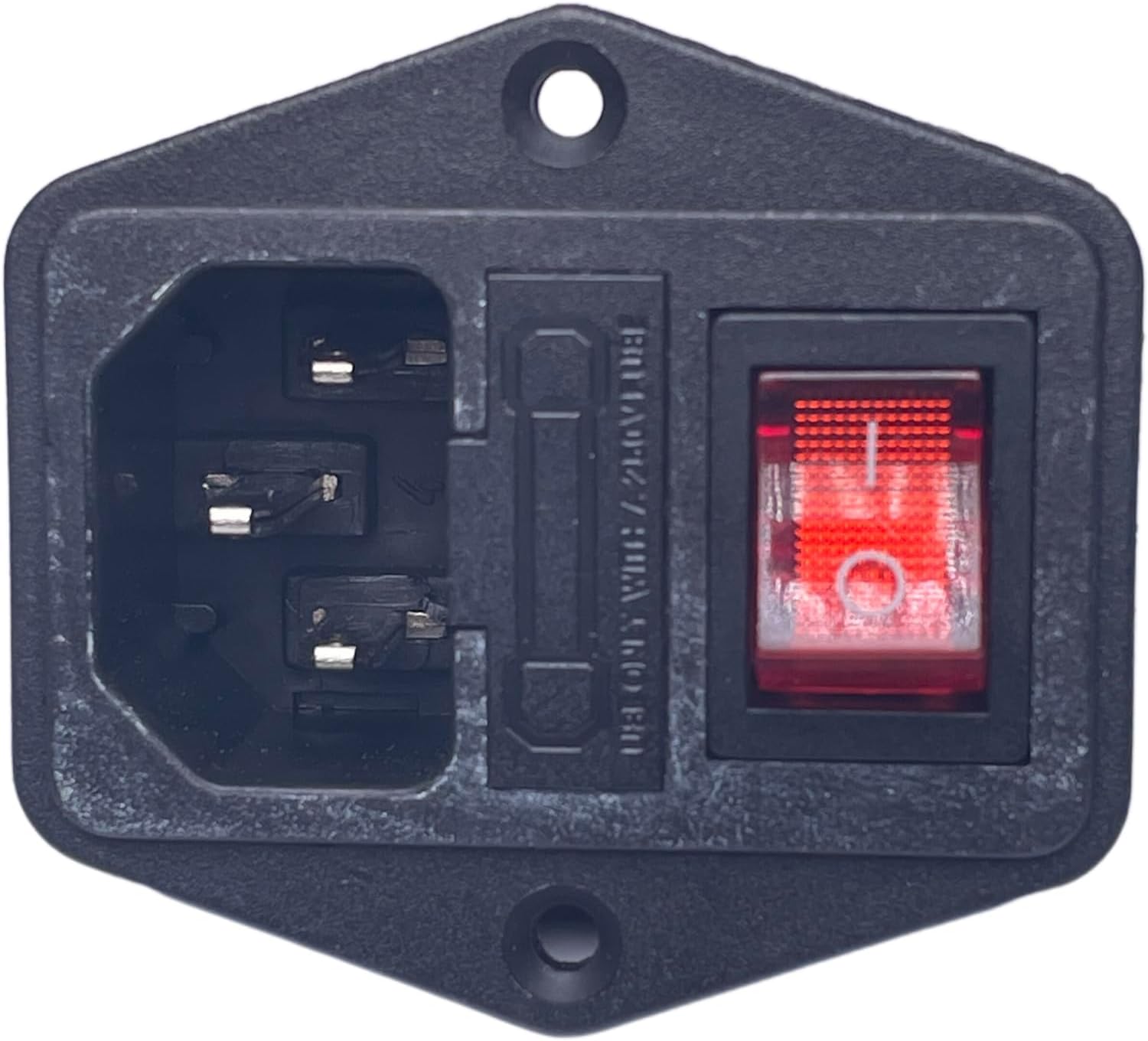 CESS Enchufe de alimentación de CA con interruptor, fusible y lámpara, montaje en chasispanel – toma de corriente alterna y fusible y swtich (2