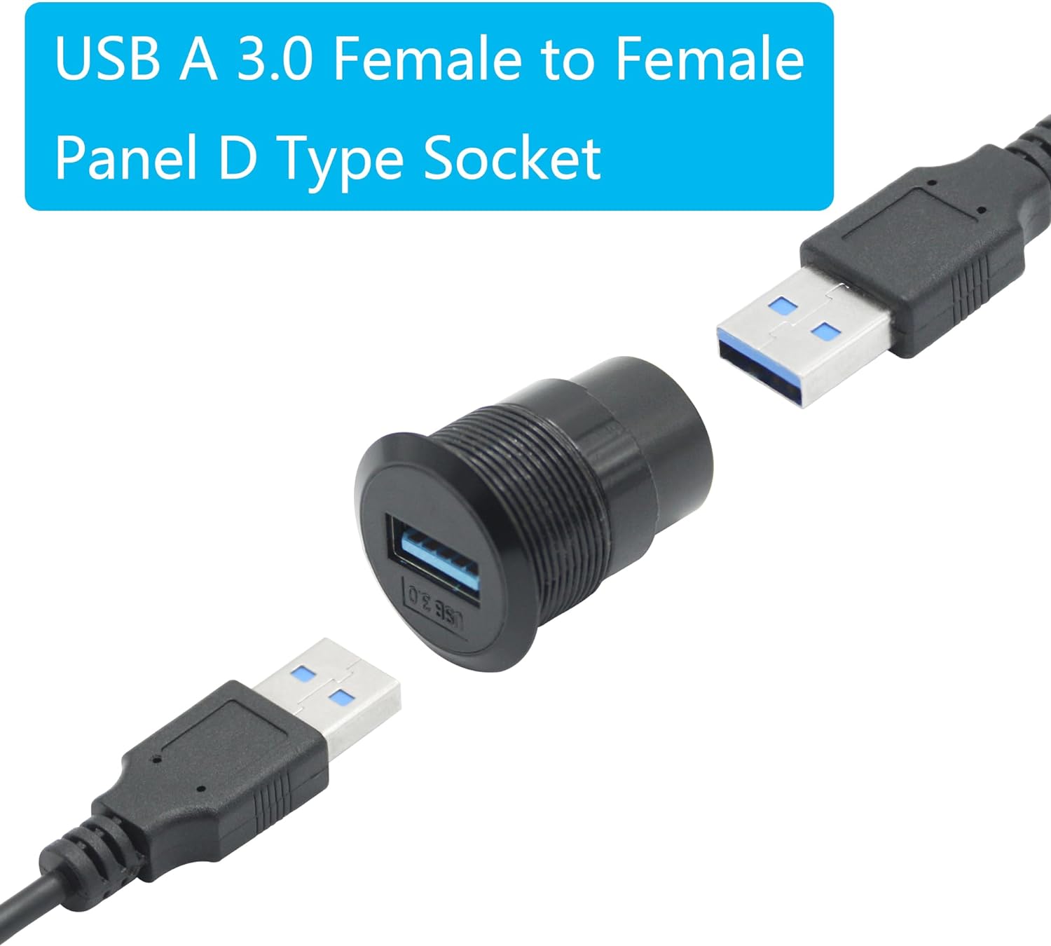 Maixbomr 2 conectores USB 3.0 de montaje en panel, USB A hembra a hembra a hembra con tapón antipolvo, adaptador de acoplador de extensión de datos