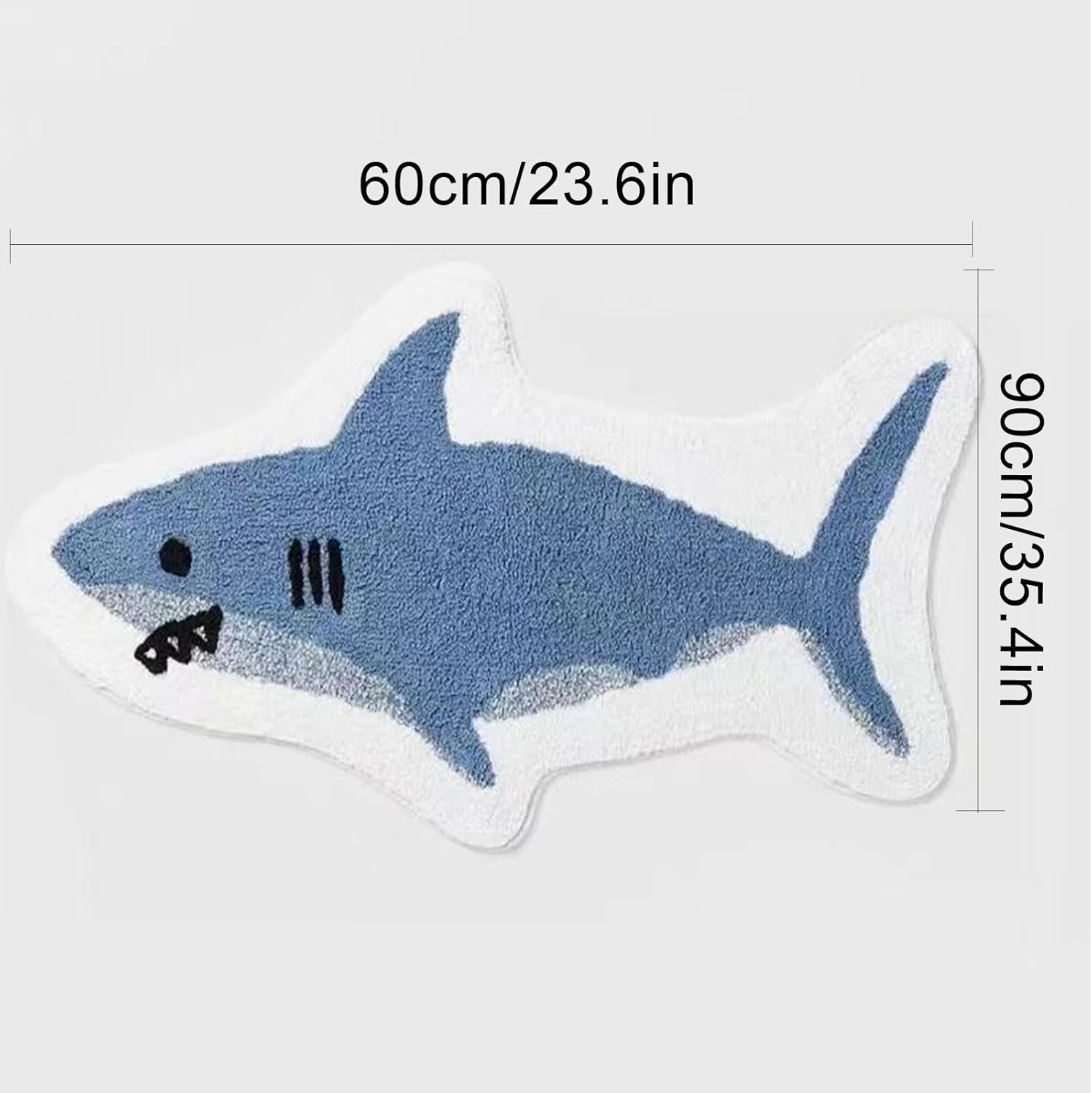 Alfombras de baño con forma de tiburón de dibujos animados, absorbentes, antideslizantes, cómodas y lavables, tapete de ducha para fregadero de